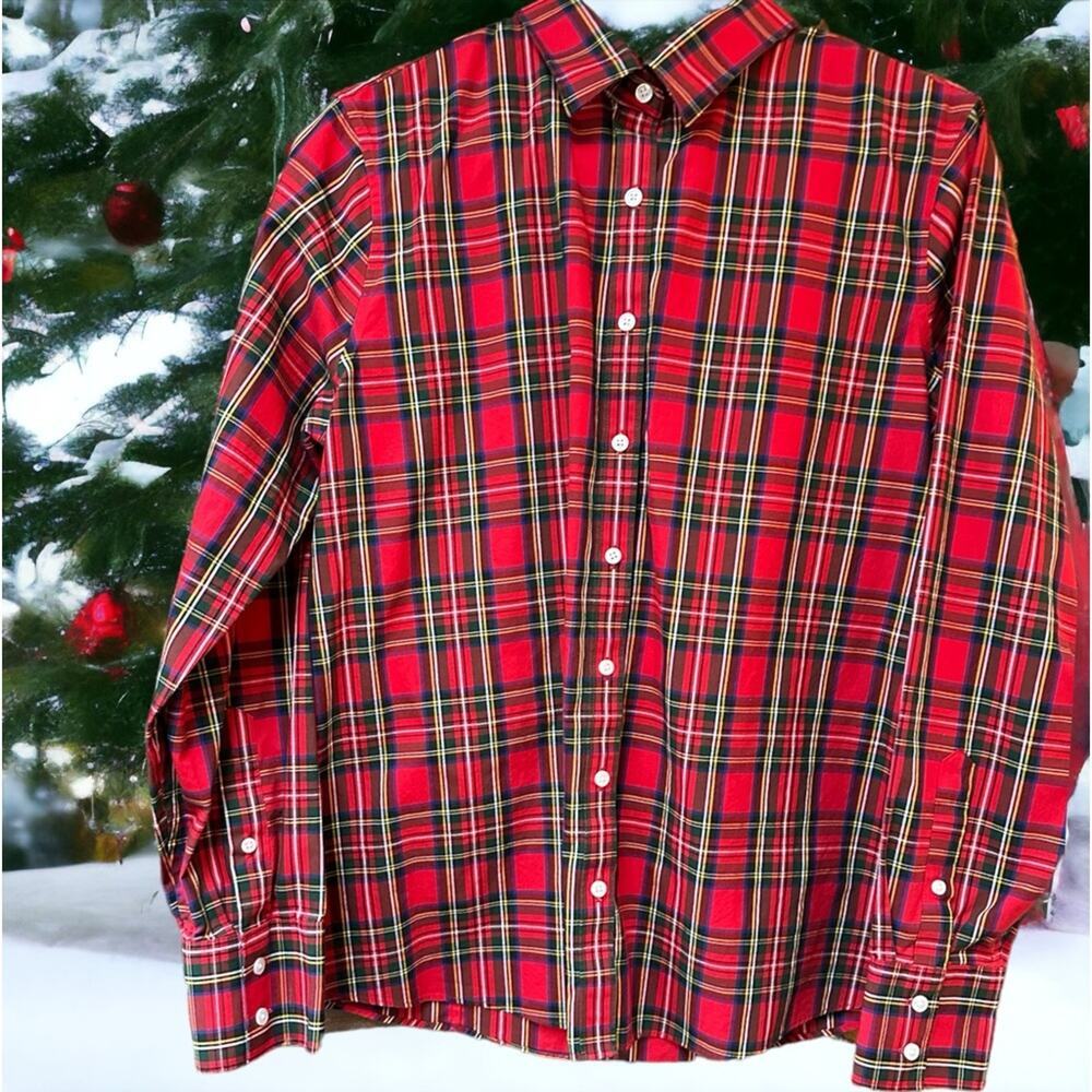NWOT J.Crew Women's PS Petite Small Red Plaid Button Down shirt